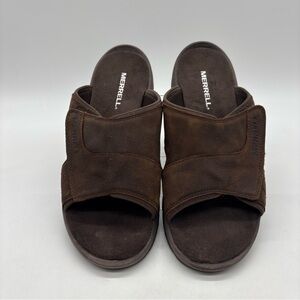 Merrell Sandspur II Dark Earth Brown Leather Slide Sandals J002721 Men's Size 10